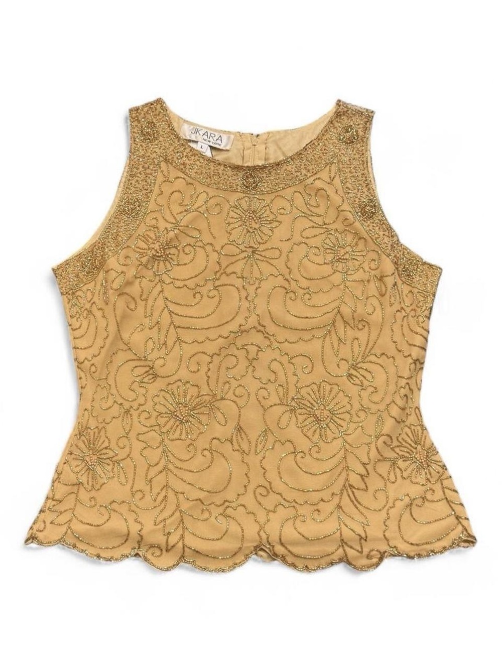 J Kara Gold Beaded Floral Embellished Sleeveless Camisole